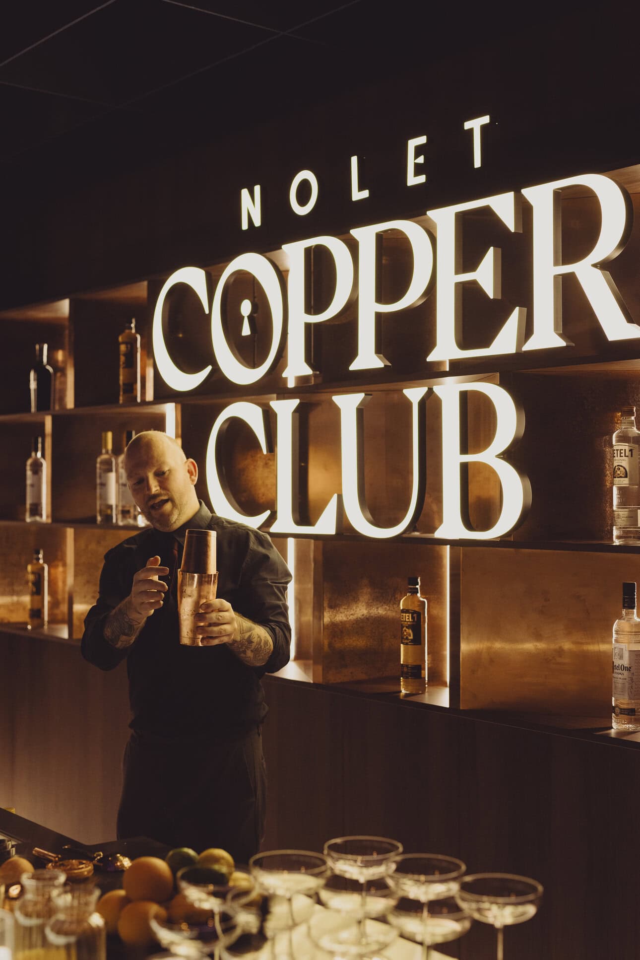 Mix cocktails at Nolet Copper Club in Schiedam